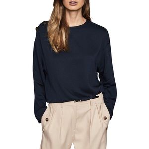 Reiss Casper Button Shoulder Top Navy